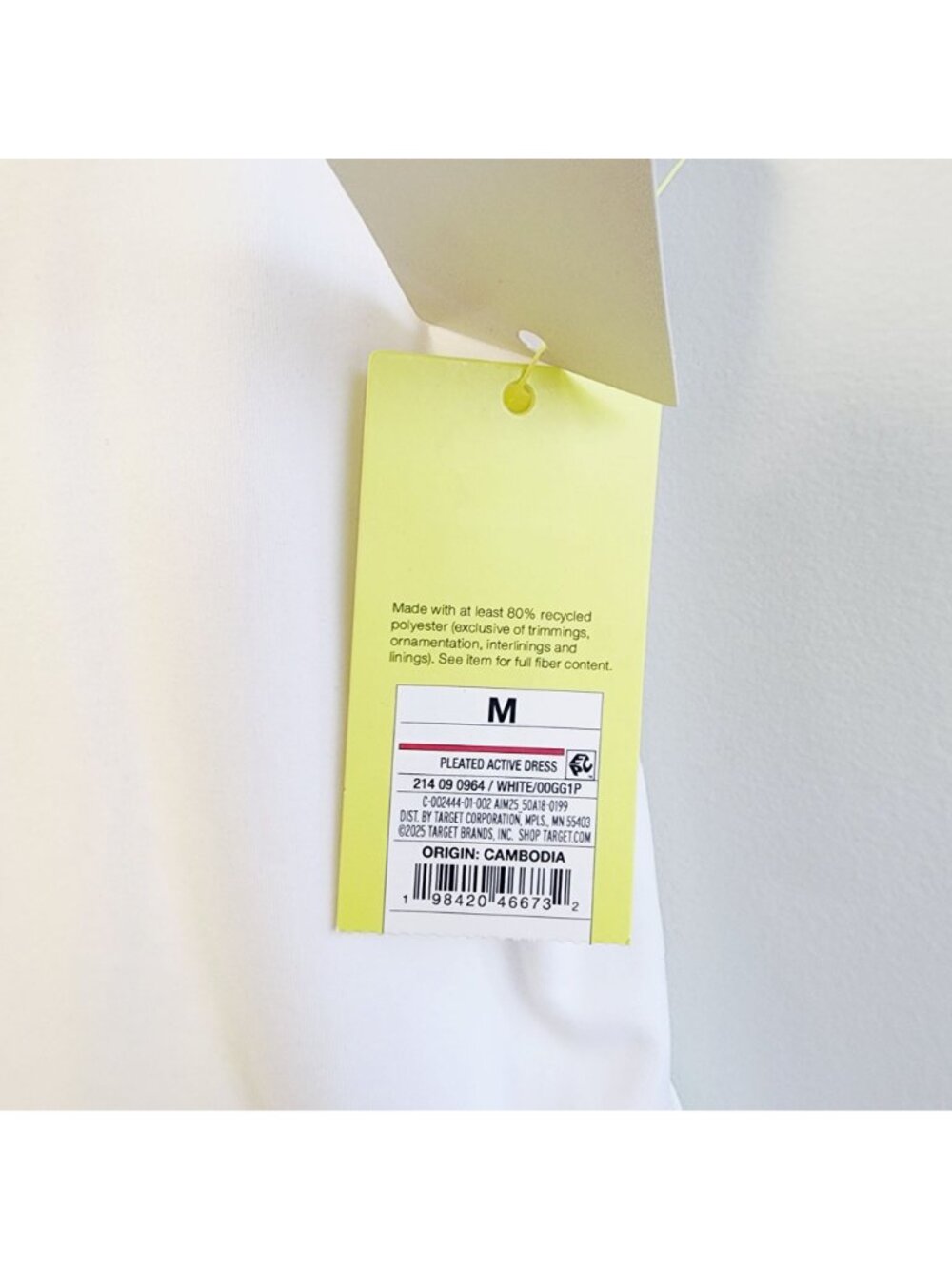 All In Motion White Pleated Active Dress Size M Sustainable Polyester Blend - Picture 4 of 8